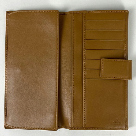 Gucci Logo Bifold Long Wallet GG Hook Brown Leather - Picture 8 of 8